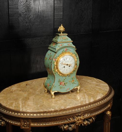 fig 5. Antique French Vernis Martin Lacquer Clock - Eau de Nil