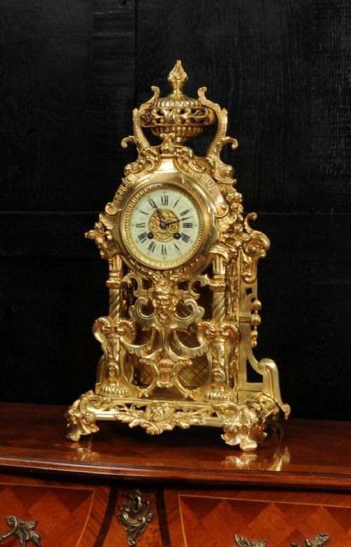 Large Gilt Bronze Baroque Clock by Louis Japy