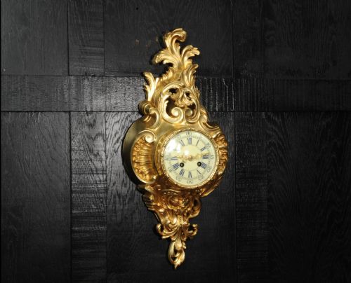 fig 2. Antique French Gilt Bronze Rococo Cartel Wall Clock