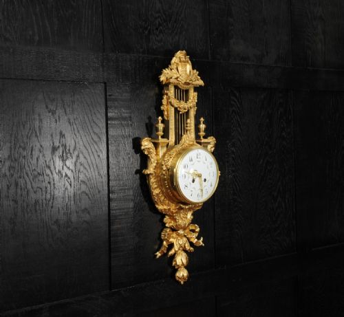 fig 4. Antique French Neoclassical Ormolu Lyre Cartel Wall Clock