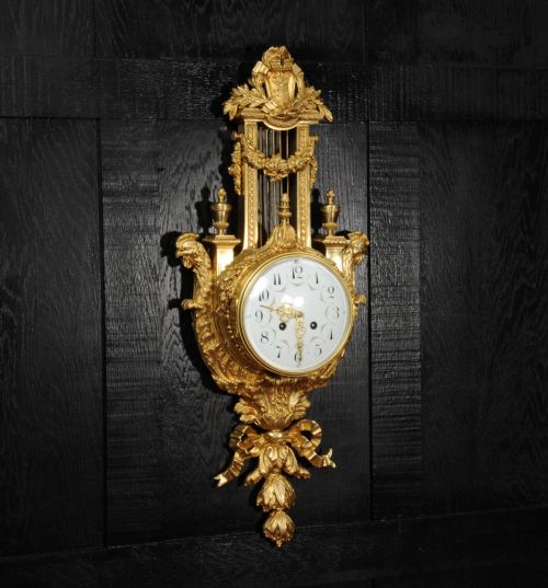fig 5. Antique French Neoclassical Ormolu Lyre Cartel Wall Clock