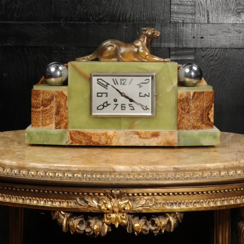 fig 1. Art Deco Clock - The Lioness - Antique French Michel Decoux