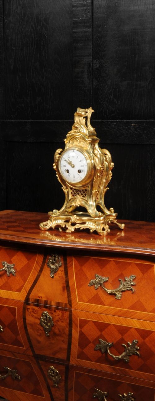 Antique French Ormolu Louis Xv Rococo Clock