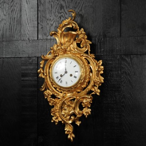 fig 2. Antique French Gilt Bronze Rococo Cartel Wall Clock