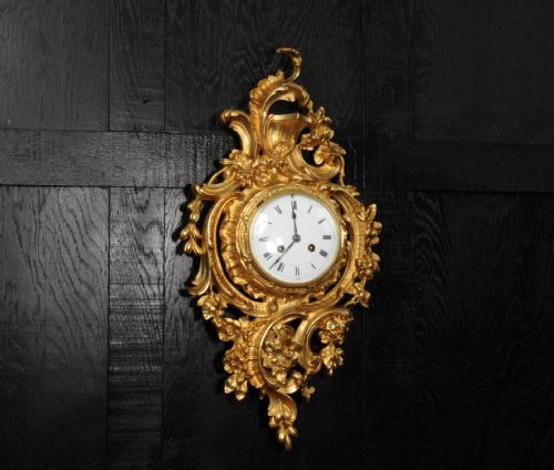 fig 3. Antique French Gilt Bronze Rococo Cartel Wall Clock