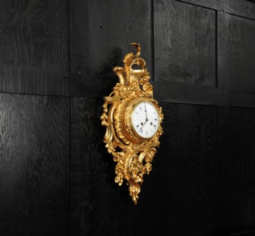fig 4. Antique French Gilt Bronze Rococo Cartel Wall Clock