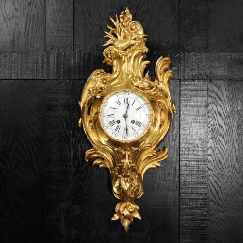 fig 1. Antique French Ormolu Rococo Cartel Wall Clock ~ Dolphin