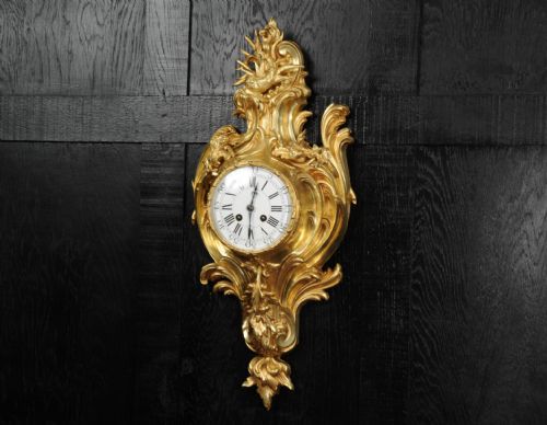 fig 2. Antique French Ormolu Rococo Cartel Wall Clock ~ Dolphin