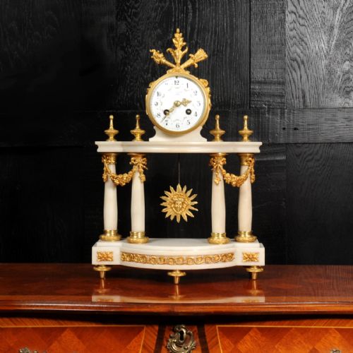 fig 1. Antique French Louis XVI Marble and Ormolu Portico Clock