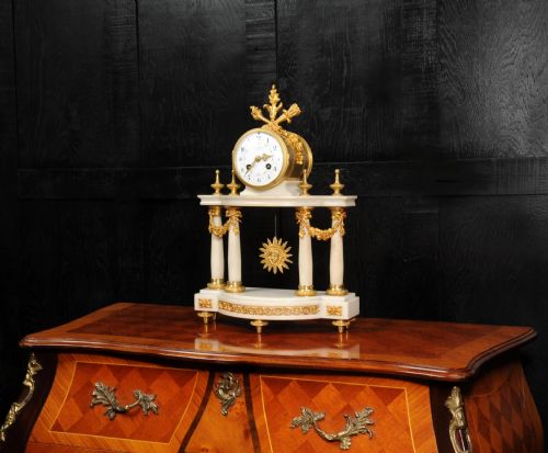 fig 2. Antique French Louis XVI Marble and Ormolu Portico Clock
