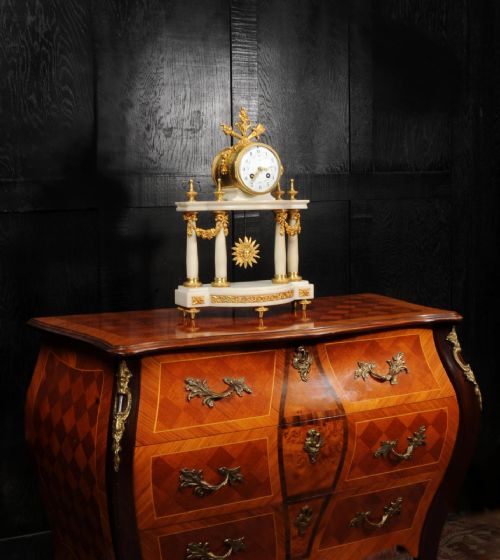 fig 4. Antique French Louis XVI Marble and Ormolu Portico Clock