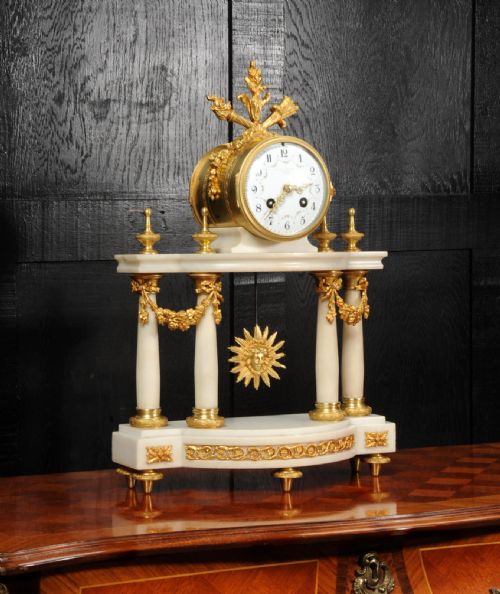 fig 7. Antique French Louis XVI Marble and Ormolu Portico Clock