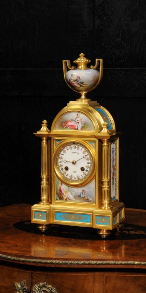 Fine and Early Sevres Porcelain and Ormolu Antique French Clock