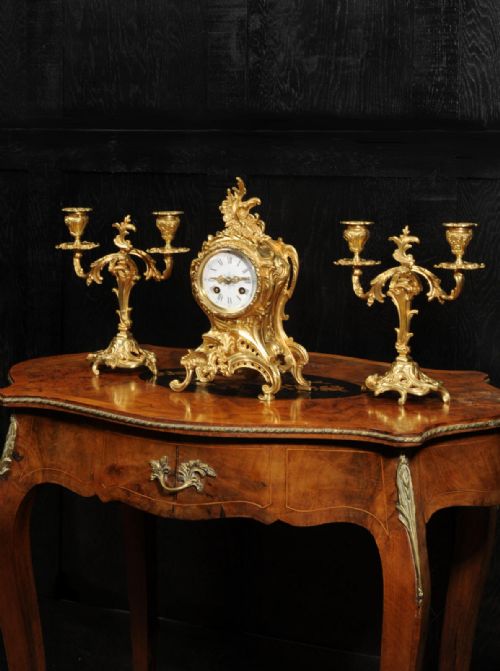 Antique French Rococo Clock Set by Louis Japy