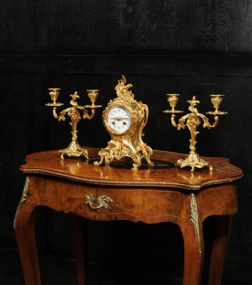 fig 2. Antique French Rococo Clock Set by Louis Japy