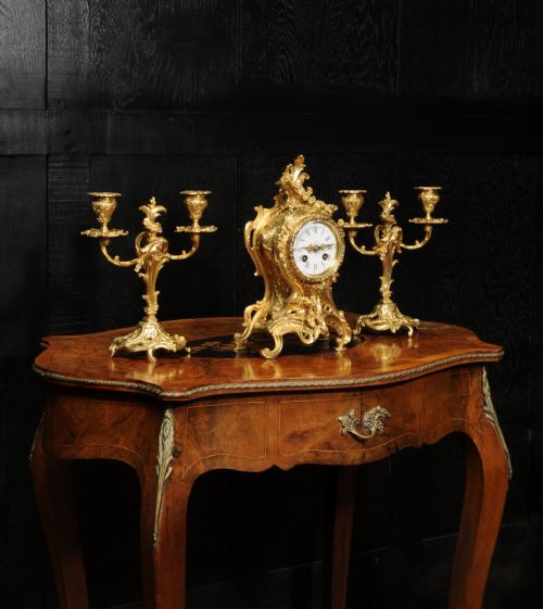 fig 3. Antique French Rococo Clock Set by Louis Japy
