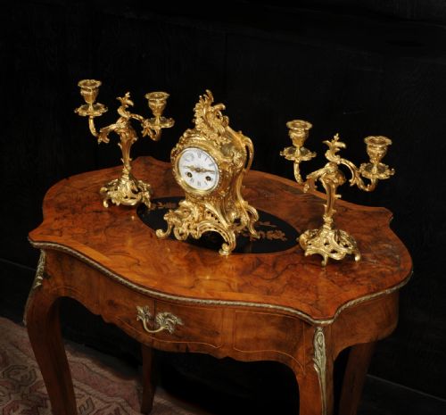 fig 4. Antique French Rococo Clock Set by Louis Japy