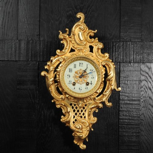 fig 1. Japy Freres Rococo Gilt Bronze Cartel Wall Clock