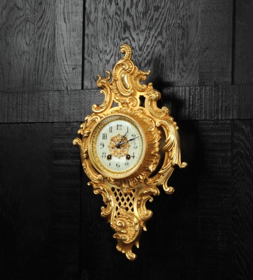 fig 2. Japy Freres Rococo Gilt Bronze Cartel Wall Clock