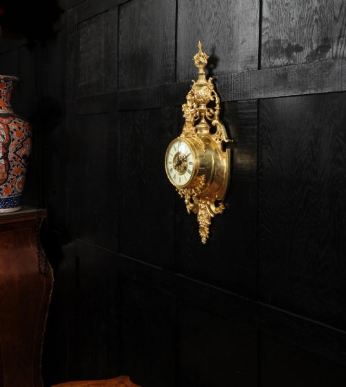 fig 3. Antique French Gilt Bronze Baroque Cartel Wall Clock