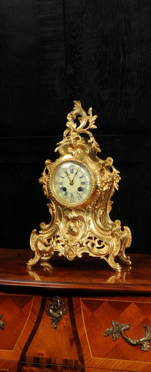 Antique French Gilt Bronze Rococo Clock by Vincenti