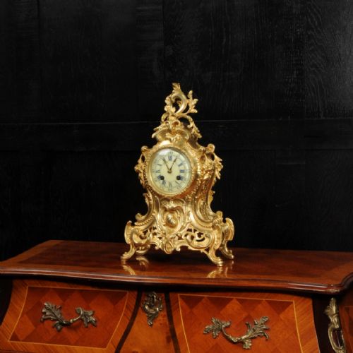 fig 1. Antique French Gilt Bronze Rococo Clock by Vincenti