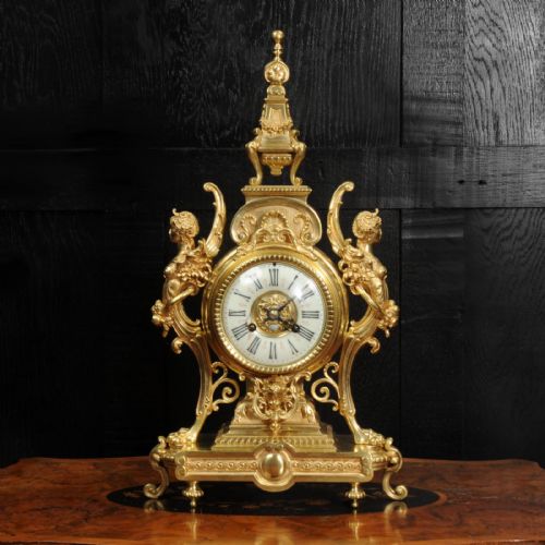 fig 1. Tiffany & Co Antique French Gilt Bronze Baroque Clock