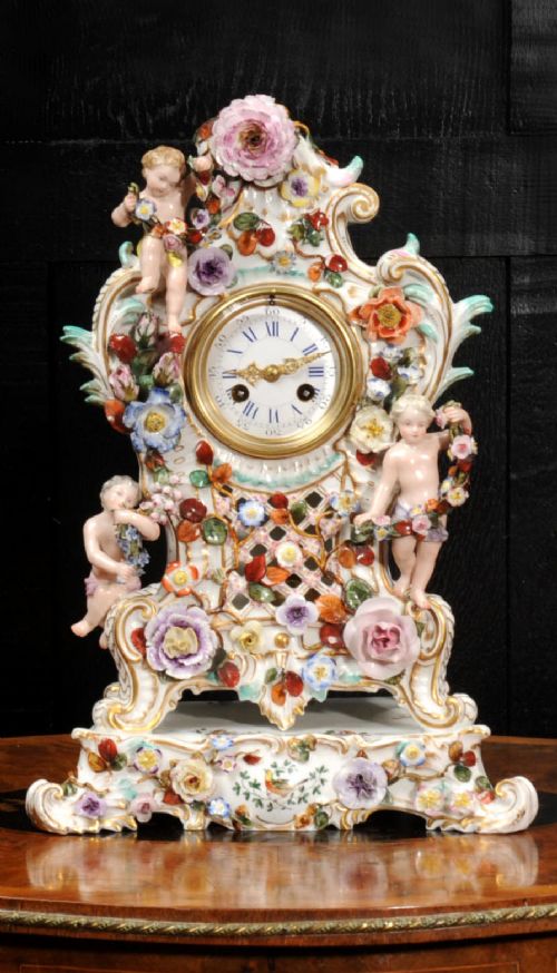 Antique French Rococo Porcelain Clock