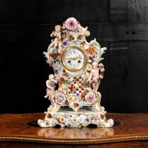 fig 1. Antique French Rococo Porcelain Clock