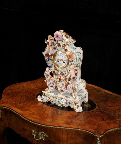 fig 2. Antique French Rococo Porcelain Clock