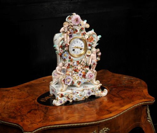 fig 3. Antique French Rococo Porcelain Clock
