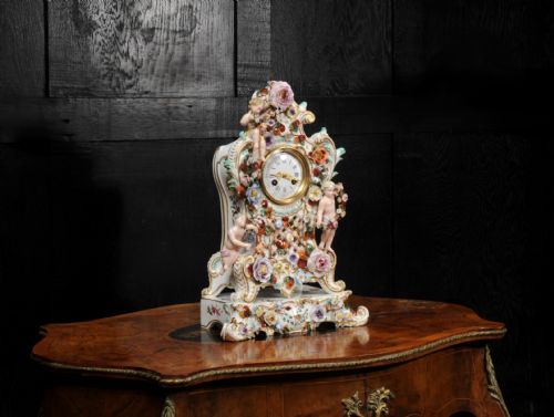 fig 4. Antique French Rococo Porcelain Clock