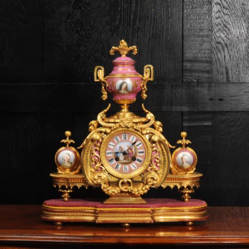 fig 1. Ormolu and Sevres Porcelain Antique French Clock by Achille Brocot