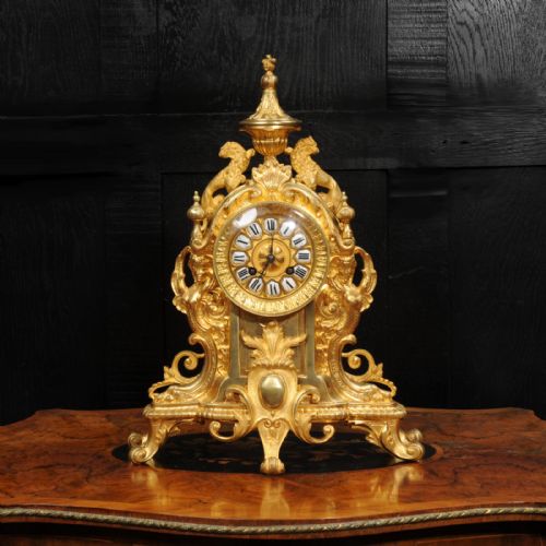 fig 1. Antique French Ormolu Clock - Lions Rampant