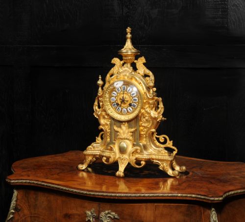 fig 2. Antique French Ormolu Clock - Lions Rampant
