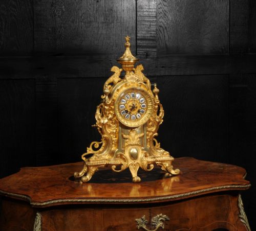 fig 3. Antique French Ormolu Clock - Lions Rampant