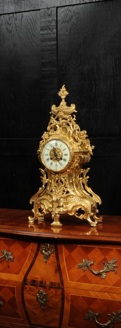 Large Louis Xv Antique French Gilt Bronze Clock