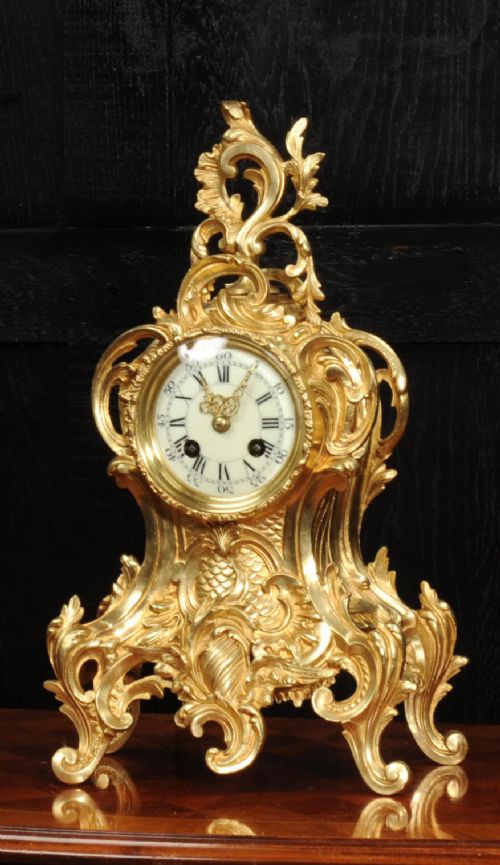 Antique French Gilt Bronze Rococo Clock