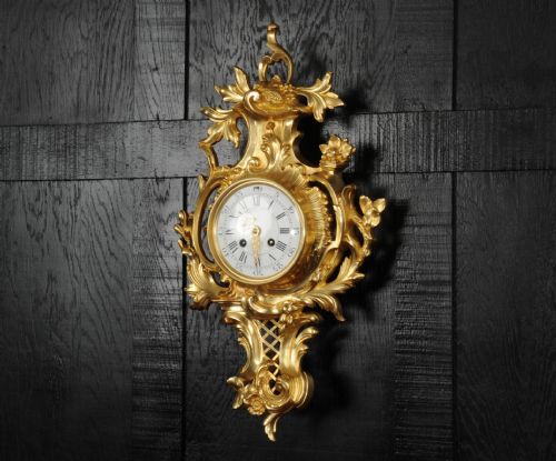 fig 2. Antique French Rococo Cartel Wall Clock by Vincenti