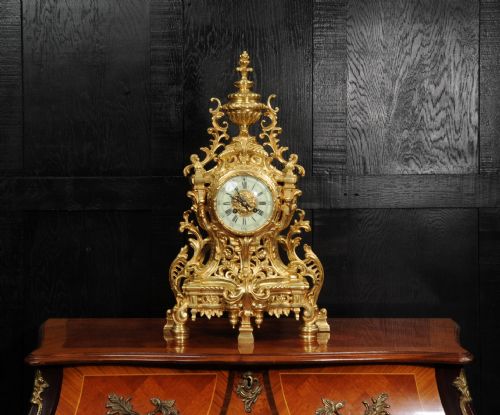 fig 1. Japy Freres Louis XV Baroque Gilt Bronze Antique French Clock
