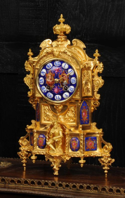 Antique French Ormolu and Porcelain Gothic Clock - Vincenti - Fully Overhauled