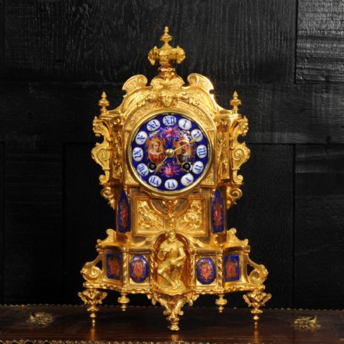 fig 1. Antique French Ormolu and Porcelain Gothic Clock - Vincenti - Fully Overhauled