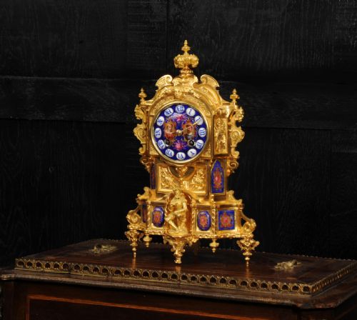 fig 2. Antique French Ormolu and Porcelain Gothic Clock - Vincenti - Fully Overhauled