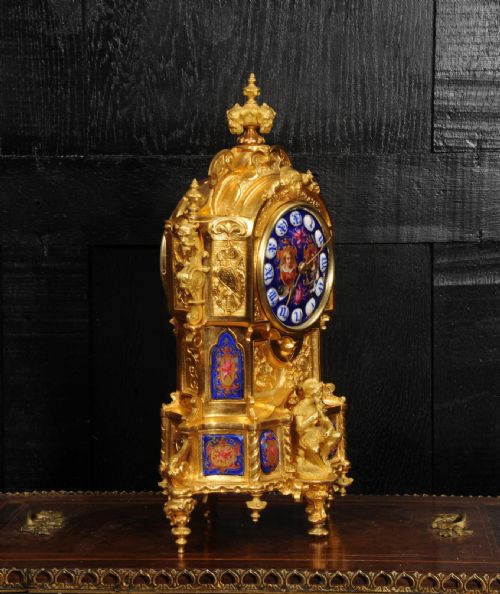 fig 3. Antique French Ormolu and Porcelain Gothic Clock - Vincenti - Fully Overhauled