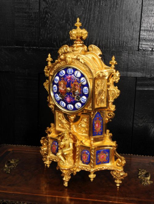 fig 4. Antique French Ormolu and Porcelain Gothic Clock - Vincenti - Fully Overhauled