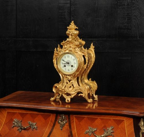 fig 1. Antique French Gilt Bronze Rococo Clock by Samuel Marti