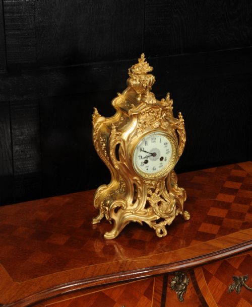 fig 2. Antique French Gilt Bronze Rococo Clock by Samuel Marti