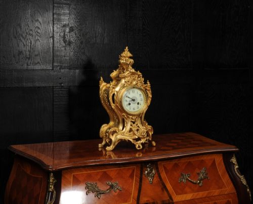 fig 3. Antique French Gilt Bronze Rococo Clock by Samuel Marti