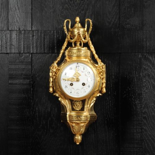 fig 1. Antique French Gilt Bronze Cartel Wall Clock