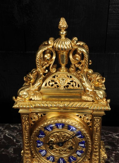 fig 3. Antique French Ormolu Bracket Clock ~ Dolphins